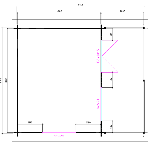 5 x 4 + 2 Plattegrond
